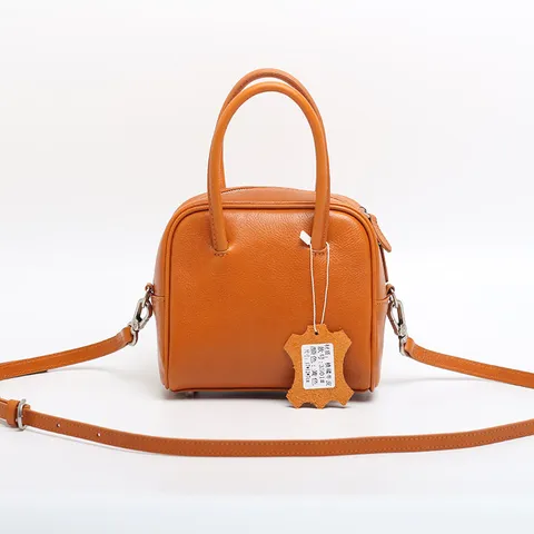 Borsa Boston in Vera Pelle da Donna Vintage Pelle Bovina Conciata al Vegetale Borsa a Tracolla Moda Tote