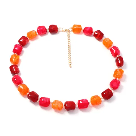 Minimalistische Geometrisch Gestreifte Harzperlen Geknotete Choker Halskette Für Damen Mode Bunte Kubische Perle Schlüsselbein Kette Schmuck