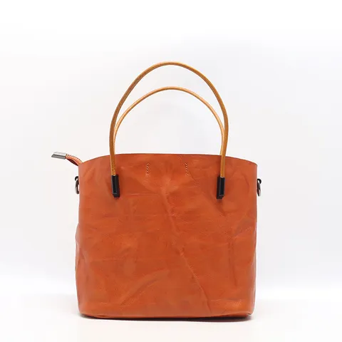 Borsa a Secchiello in Vera Pelle Retro per Donna Pelle Bovina Conciata al Vegetale Borsa a Mano Tracolla Casual Tote