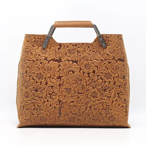 Borsa a Mano in Vera Pelle Bovina Vintage Borsa Tote Casual da Donna Borsa a Tracolla con Stampa Retro Borsa da Donna alla Moda