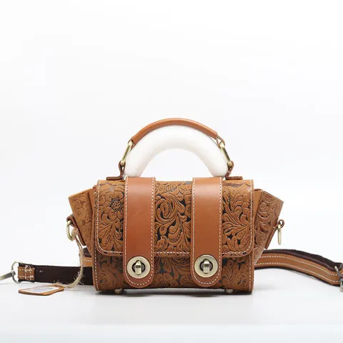 Vintage Pelle di Vacchetta Superiore Donna Borsa a Tracolla Retro Gusciata Borsa Crossbody Casual Tote Borsa