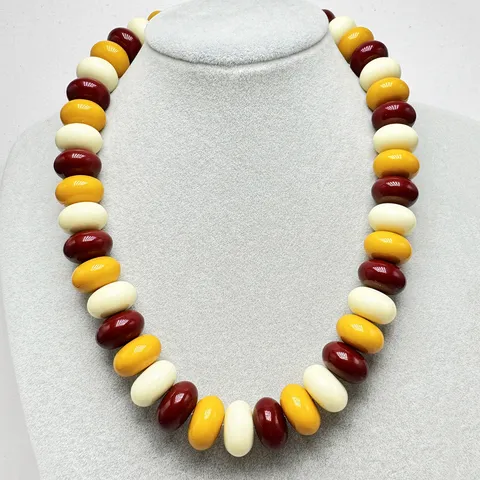 Bohemian Geometric Flat Plastic Resin Beads Handcrafted Strand Necklace Casual Festival Gift Fashion Daily Statement Jewelry For Women