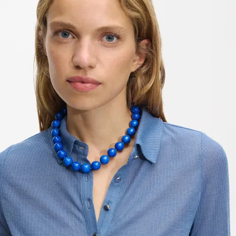 Bohemian Round Acrylic Bead Necklace for Women Fashion Chunky Beaded Chain Necklace for Festival Daily Jewelry Gift