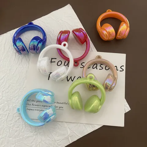 DIY Plastic Resin Gradient Electroplated Headphone Pendant Crafts Material Large Headphone Charms For Keychain Phone Case Bags Making
