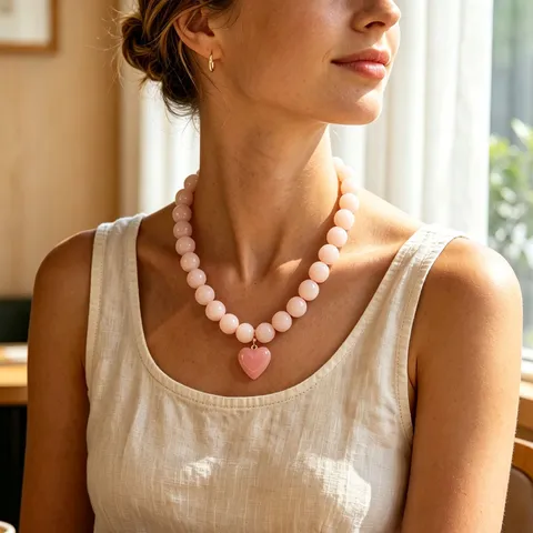 Bohemian Geometric Round Resin Beaded Choker Necklace With Detachable Heart Pendant Alloy Metal Extension Chain Vacation Jewelry For Women