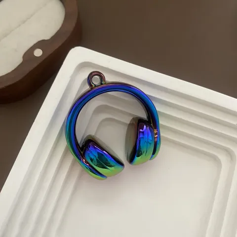 DIY Plastic Resin Gradient Electroplated Headphone Pendant Crafts Material Large Headphone Charms For Keychain Phone Case Bags Making