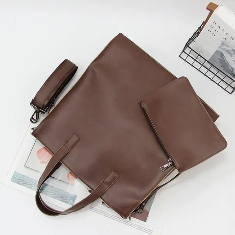 Sac à Main Vintage en Cuir PU pour Homme Grande Capacité Cartelle Affaires Casual Sac Bandoulière