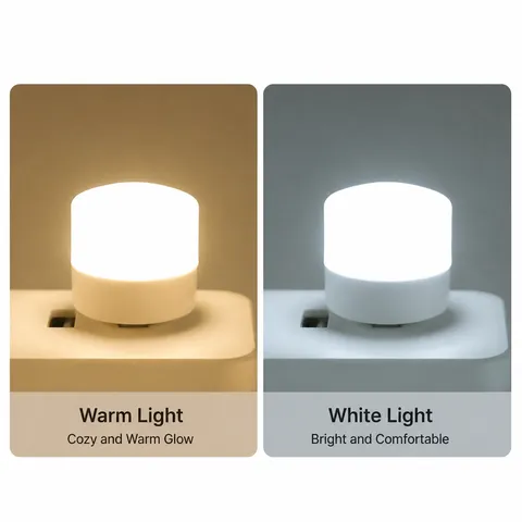 Portable USB LED Night Light Mini Plug In Bedside Desk Lamp White Warm Light USB Powered Eye Protection Small Reading Light
