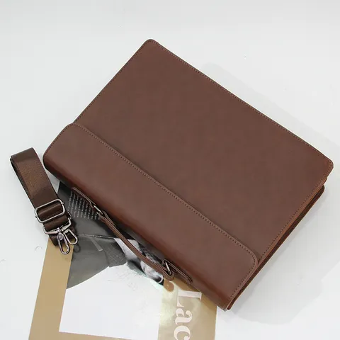 Men's Business Briefcase Retro PU Leather Laptop Bag Casual Single Shoulder Crossbody Handbag For Office Commute
