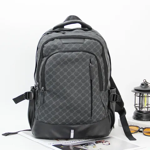 Men Casual PU Leather Backpack Vintage Plaid Business Travel Backpack Lightweight Multi-compartment Computer Bookbag