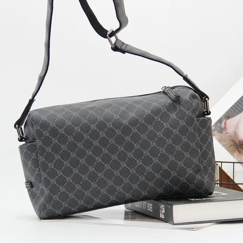 Men's Casual Shoulder Bag PU Leather Crossbody Bag Fashion Plaid Pattern Daily Street Commuter Messenger Bag