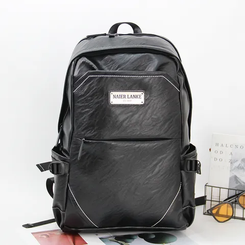 Casual Business Waterproof PU Leather Laptop Backpack Large Capacity Travel School Bookbag For Men And Women