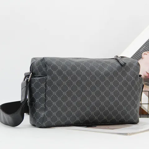 Men's Casual Shoulder Bag PU Leather Crossbody Bag Fashion Plaid Pattern Daily Street Commuter Messenger Bag
