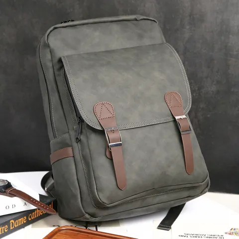 Men's Business Backpack USB Charging Large Capacity Travel Backpack Waterproof PU Leather Laptop School Bag