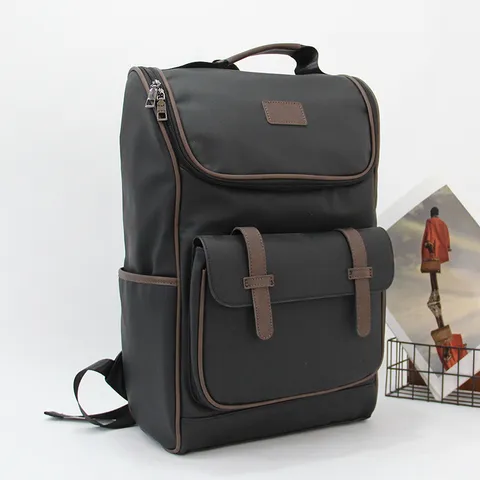 Men Casual PU Leather Backpack Large Capacity Fashion Travel School Computer Bag Breathable Colorblocking Design