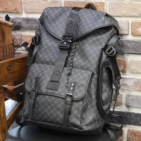 Men Casual Backpack Large Capacity PU Leather Outdoor Travel School Bag Fashion Functional Laptop Backpack