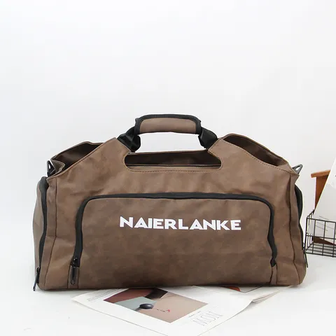 Grand Capacité Sac de Voyage en Cuir PU Bagage Multifonctionnel Séparation Humide et Sec Sac de Sport pour Hommes