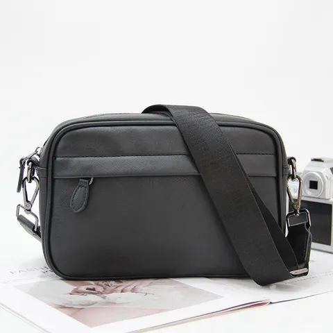 Bolso Bandolera de Cuero PU Casual para Hombre Bolso Crossbody de Moda Color Sólido Viaje Diario Pequeño Bolso Mensajero Cuadrado