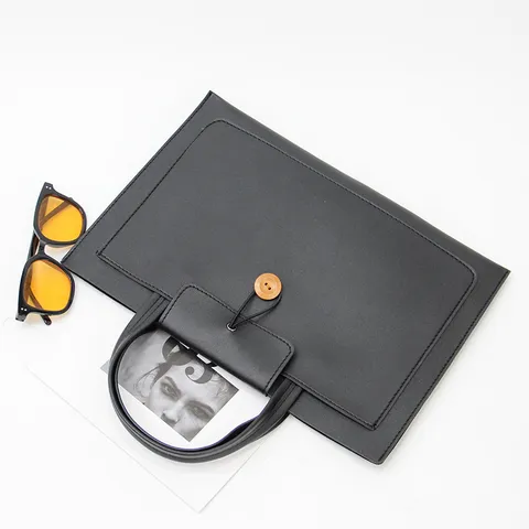Men Slim Laptop Bag PU Leather Briefcase Business Commute Waterproof Computer Handbag Document Protection Sleeve