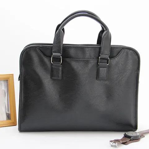 Men Business Briefcase Waterproof PU Leather Laptop Bag Large Capacity Casual Commuter Handbag Single Shoulder Crossbody Bag