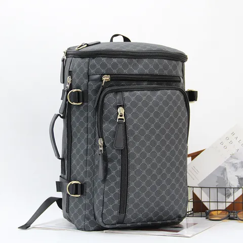 Men's Casual Plaid Backpack Large Capacity Travel Bag Business Laptop Backpack Wear-Resistant Bookbag