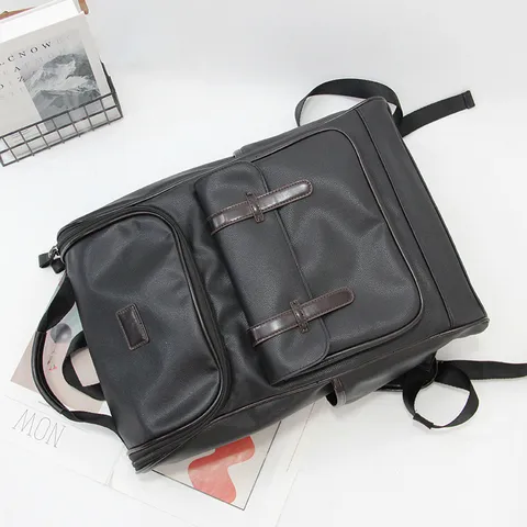 Casual Waterproof Anti-Theft Travel Backpack Unisex PU Leather Laptop Bag Large Capacity Fashion School Bag