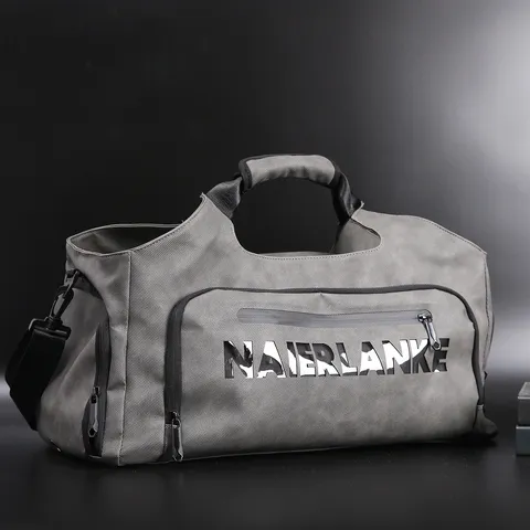 Men Travel Duffel Bag Large Capacity Waterproof PU Leather Gym Bag Sports Fitness Bag With Wet Dry Separation