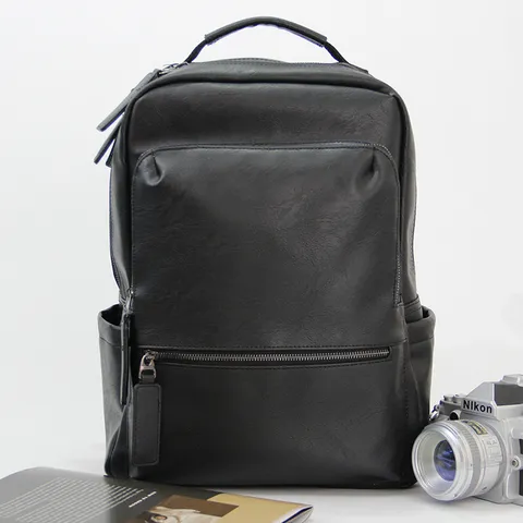 Men's Casual PU Leather Backpack Business Travel Computer School Bookbag Fashion Urban Commuter Backpack