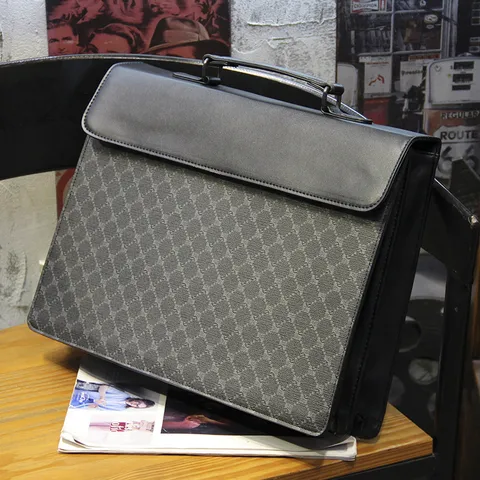 Valigetta da Lavoro per Uomo in Pelle PU Vintage a Quadri Borsa per Laptop Grande Capacità Casual Borsa a Tracolla da Viaggio per Lavoro