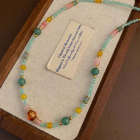 Collana a Girocollo Cinese in Pietra Naturale Fatta a Mano Con Choker Geometrico Regalo di Gioielli Per Donna