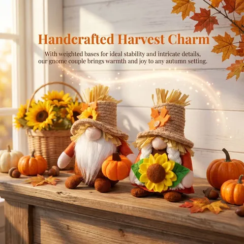 Thanksgiving Harvest Scarecrow Gnome Decorations Faceless Doll Plush Rudolf With Pumpkin Maple Leaf Sunflower For Fall Home Decor