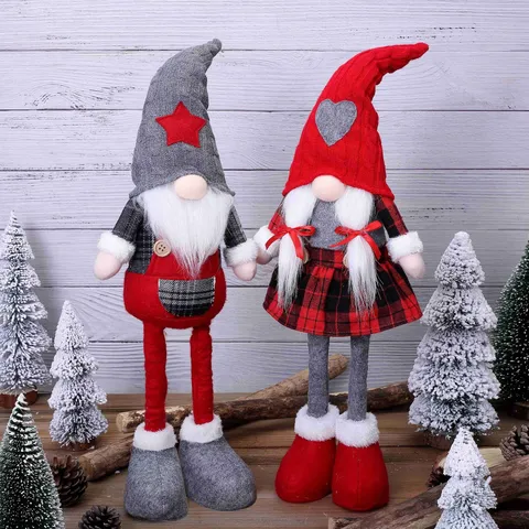 Muñeca Gnomo de Navidad Escandinavo Piernas Largas Telescópicas Peluche Figurita Decorativa Adornos para Hogar Hotel Centro Comercial Fiesta Decoración