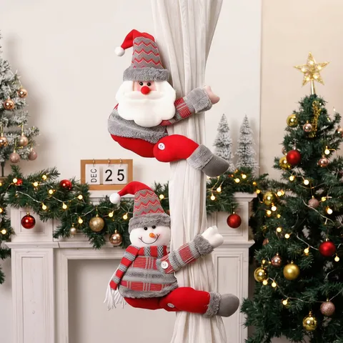 Christmas Curtain Buckles Cartoon Doll Tieback Santa Claus Snowman Reindeer Christmas Decoration Window Curtain Holdbacks For Home Decor Festive Gift