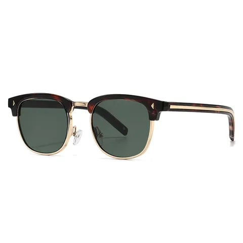 Vintage Browline Semi Rimless Sunglasses For Men Women Cool Trendy UV400 Outdoor Shading Classic Metal Plastic Spliced Sun Glasses