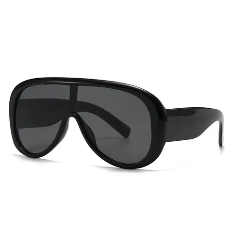 European Oversized Pilot Sunglasses One Piece Lens Plastic PC Wide Frame Windproof Shield Sunglasses UV400 For Women Men Fashion Eyewear