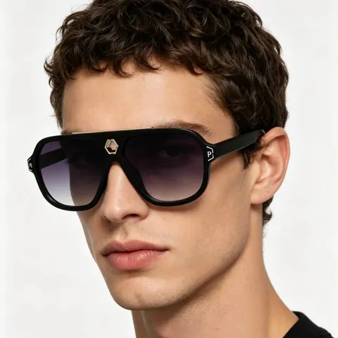 Retro Moderne Oversized Vollrand Sonnenbrille Für Herren Damen Doppelsteg Quadratisch Hohles Sechseck Metall Detail Kunststoffrahmen Verlaufsgläser Schutzbrille