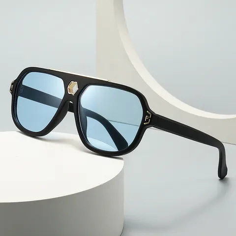 Retro Moderne Oversized Vollrand Sonnenbrille Für Herren Damen Doppelsteg Quadratisch Hohles Sechseck Metall Detail Kunststoffrahmen Verlaufsgläser Schutzbrille