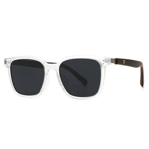 Occhiali da Sole Polarizzati alla Moda per Uomo Donna Montatura Rotonda Aste in Legno Protezione UV400 Retro Unisex