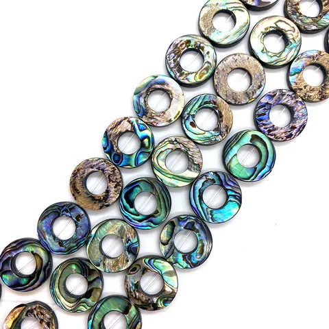 Natural Abalone Shell Round Ring Beads DIY Beaded Strand For Earrings Pendant Jewelry Making Accessories
