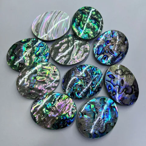 Natural Abalone Shell Pendant Oval Shell Charm DIY Jewelry Making Accessory Beach Boho Style Pendant Jewelry Gift