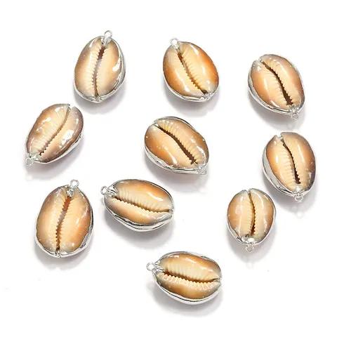 Silver Plated Black Shell Slice Pendant Natural Shell Zinc Alloy DIY Jewelry Findings Accessories For Necklace Making