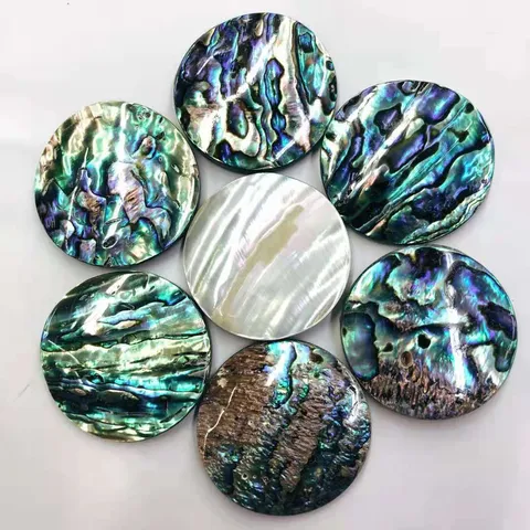 Natural New Zealand Abalone Shell Pendant Round DIY Jewelry Making Accessories Colorful Sea Shell Charm Craft Component