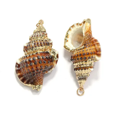 Pendentif Coquillage Naturel Bord Plaqué Or Breloques Coquillage Pour Accessoires de Fabrication de Bijoux Collier Bracelet DIY