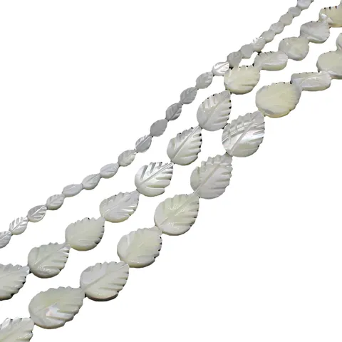 Natural Shell Leaf Carved Beads DIY Jewelry Making Accessories White Mother of Pearl Craft Supplies