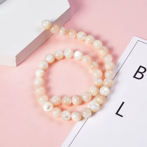 Natural White Mother of Pearl Shell Round Loose Beads For DIY Jewelry Making Necklace Bracelet Accessories