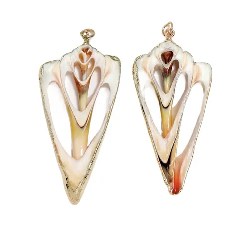 Natural Shell Zinc Alloy Electroplated Gold Edge Triangle Pendant Fashion Jewelry DIY Necklace Bracelet Accessories