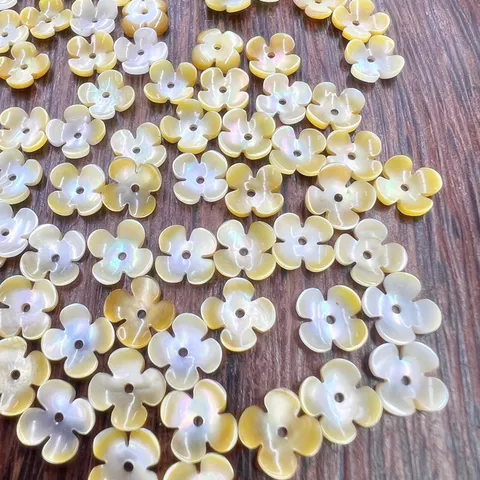 Natural Yellow Disc Shell Four Petal Bowl Flower Beads DIY Ancient Style Hair Accessories Jewelry Making Materials