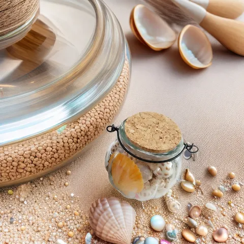 Natural Seashell Conch Glass Pumpkin Wishing Bottle DIY Beach Bottle Fish Tank Landscaping Ornament