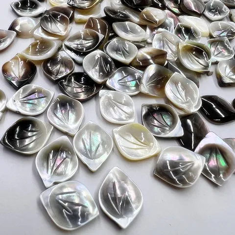 Natural Shell Carved Leaf Shape DIY Jewelry Making Accessories Yellow And Black Shell Pendants Craft Findings