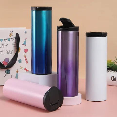 Termo de Acero Inoxidable 304 Moderno Minimalista Taza Portátil Degradada de Cuerpo Recto para Estudiantes Oficina Hogar